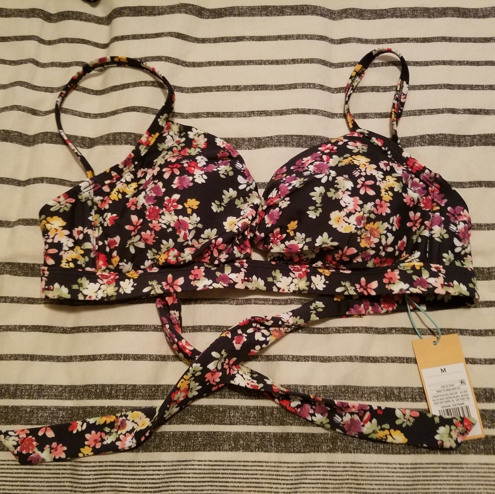 NWT Kona Sol by Target Navy Floral swimsuit top